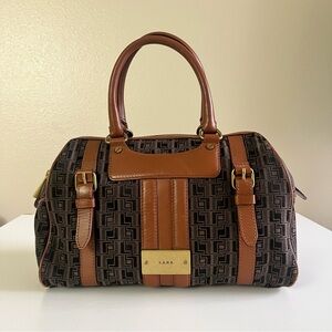 L.A.M.B. by Gwen Stefani Vintage Jacquard Fabric With Leather Trim Satchel